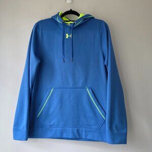 UNDER ARMOUR Neon Blue Hoodie | Men's Small | Loose Fit Hooded Sweatshirt EUC